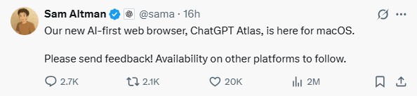 ChatGPT Atlas AI browser Launched